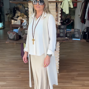 Chaleco largo fluido Monarca – Crema