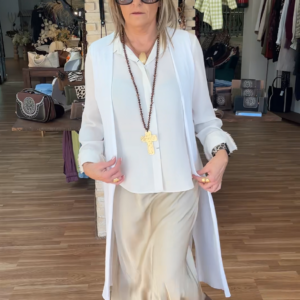 Chaleco largo fluido Monarca - Blanco